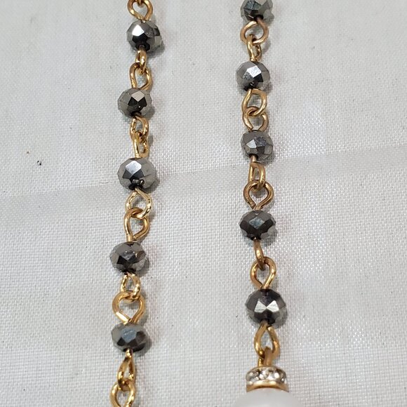 Ali Khan gold chain with baroque pearl and rhinestones necklace - Picture 5 of 10